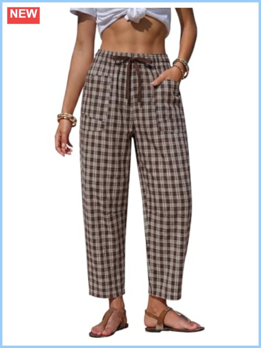 Womens Wide Leg Barrel Pants with Pockets Casual Palazzo